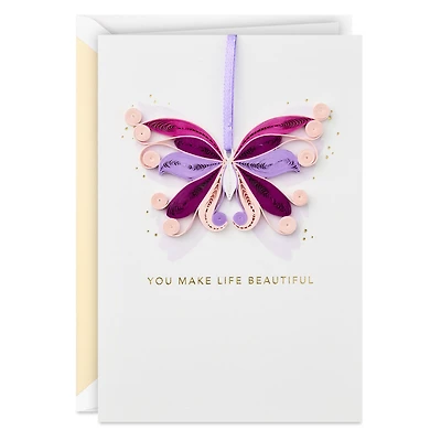 Pink and Purple Butterfly Quilled Paper Handmade Birthday Card with Detachable Decoration for only USD 14.99 | Hallmark