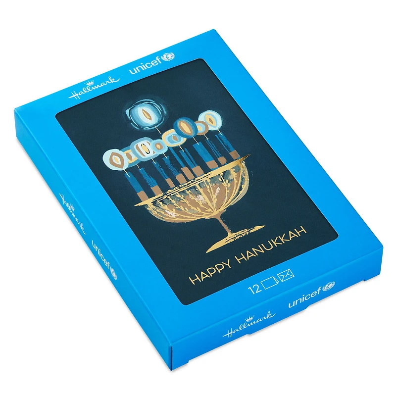 UNICEF Gold Menorah on Blue Boxed Hanukkah Cards, Pack of 12 for only USD 12.50 | Hallmark
