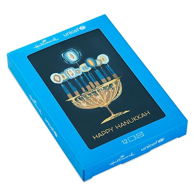 UNICEF Gold Menorah on Blue Boxed Hanukkah Cards, Pack of 12 for only USD 12.50 | Hallmark