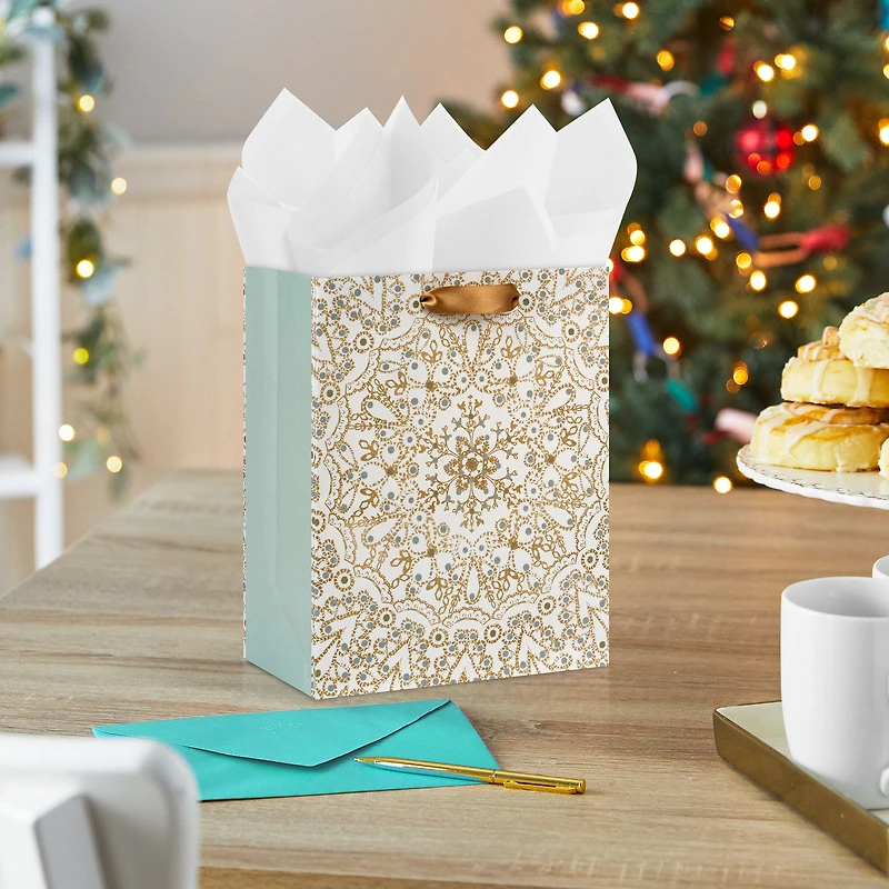 9.6" Snowflake Mandala Medium Holiday Gift Bag for only USD 3.49 | Hallmark