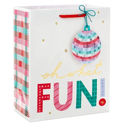 9.6" Disco Ball Ornament on White Medium Christmas Gift Bag for only USD 3.49 | Hallmark