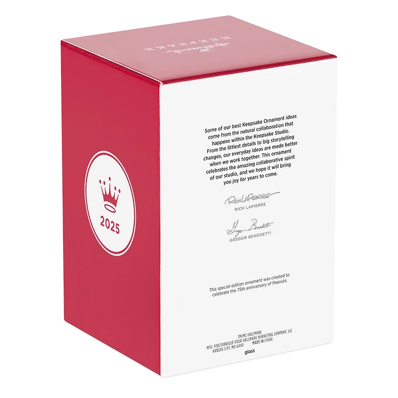 Peanuts® 75th Anniversary Special Edition Glass Ornament for only USD 33.99 | Hallmark