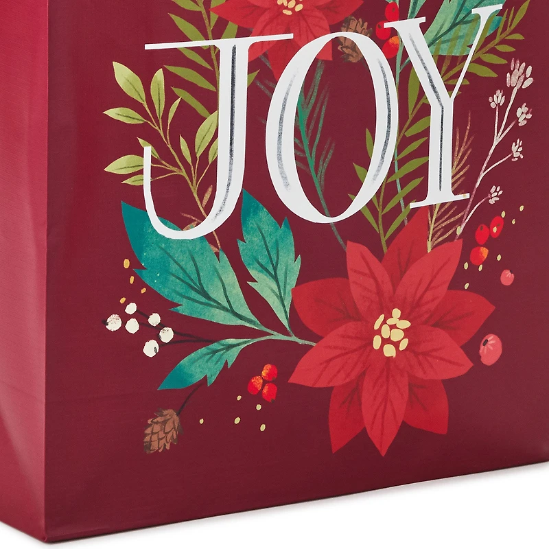 15.5" Joy and Poinsettia Extra-Large Holiday Gift Bag With Tissue Paper for only USD 8.99 | Hallmark
