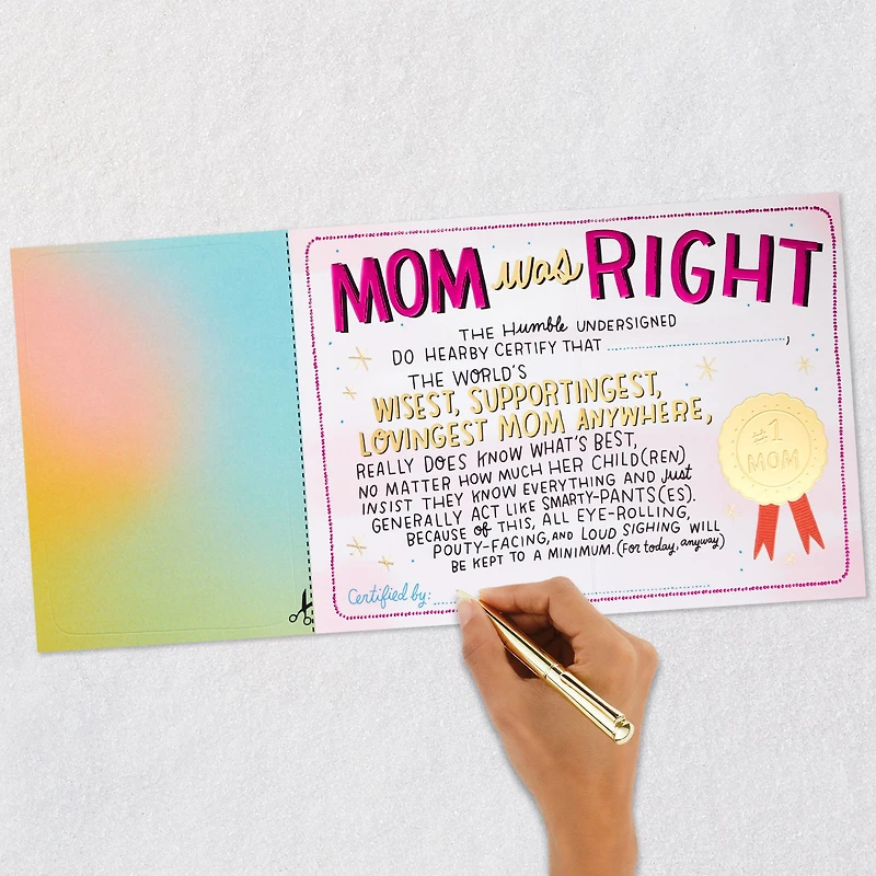 Mom Was Right Certificate Funny Birthday Card for Mom for only USD 5.59 | Hallmark