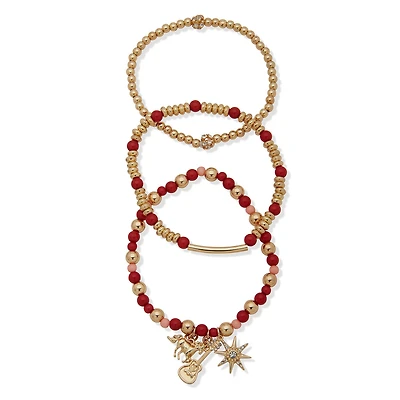 Hallmark x Opry® Pink, Red and Gold Beaded Bracelets With Charms, Set of 3 for only USD 28.00 | Hallmark