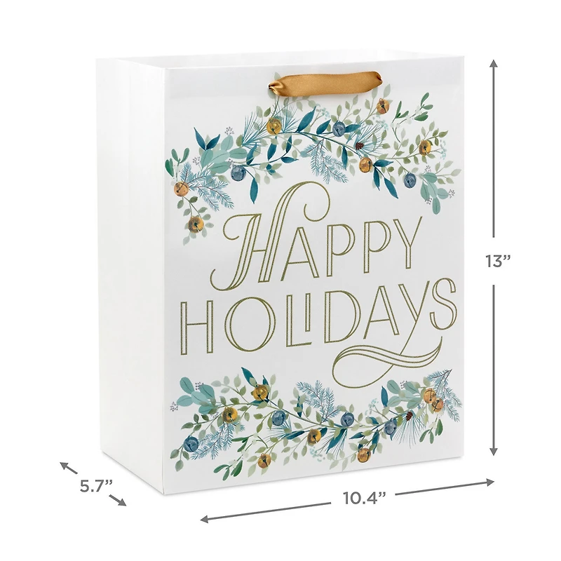 13" Happy Holidays Garlands on White Large Gift Bag for only USD 4.49 | Hallmark