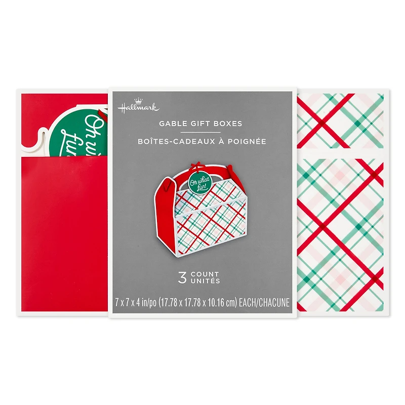 Oh What Fun Plaid 3-Pack Christmas Gable Boxes for only USD 6.99 | Hallmark