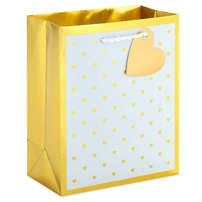 6.5" Mini Gold Hearts on White Metallic Small Gift Bag for only USD 3.49 | Hallmark
