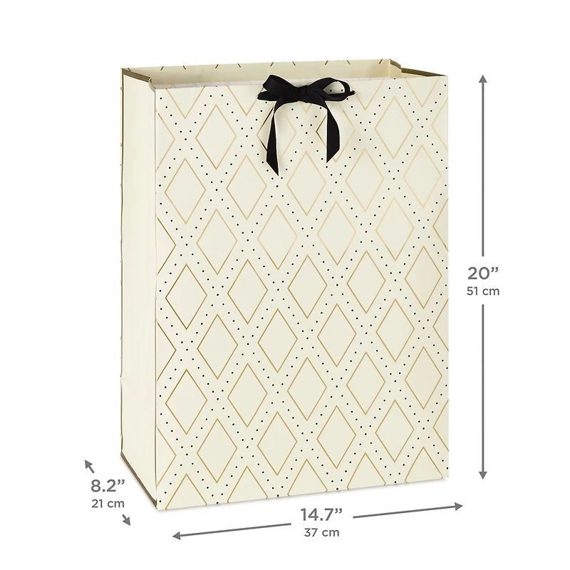 20" Gold Diamonds on Cream Jumbo Gift Bag for only USD 7.79 | Hallmark