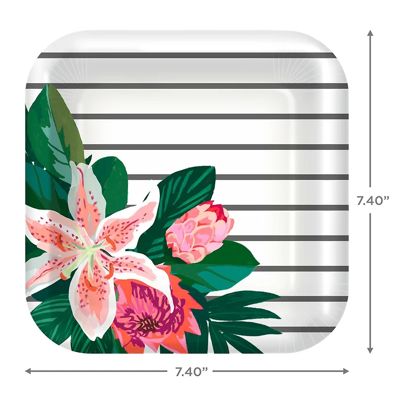 Lily Bouquet on Stripes Square Dessert Plates, Set of 8 for only USD 3.99 | Hallmark