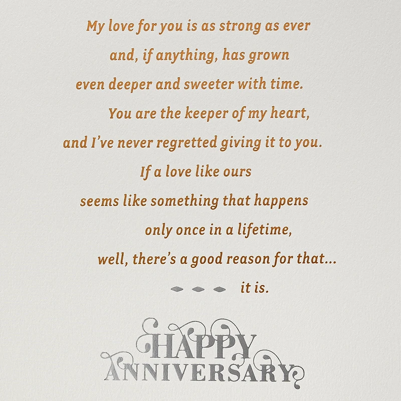 Our Love Is Once in a Lifetime Romantic Anniversary Card for only USD 8.59 | Hallmark