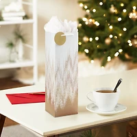14" Kraft and White Ombré Chevron Large Holiday Wine Gift Bag for only USD 4.49 | Hallmark