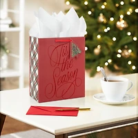9.6" Glittery Tis the Season on Dark Red Medium Holiday Gift Bag for only USD 3.49 | Hallmark