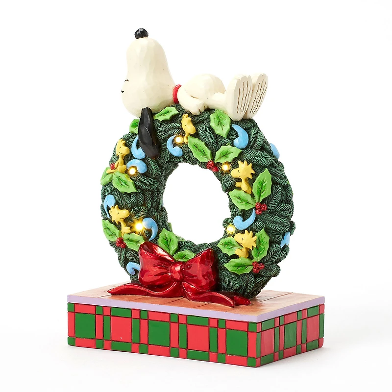Jim Shore Peanuts Snoopy Sleeping on Light-Up Wreath Figurine, 7.13" for only USD 100.00 | Hallmark