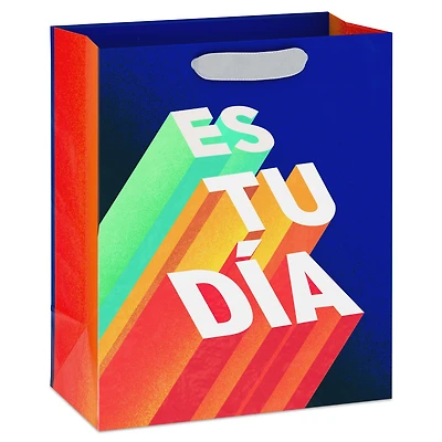 9.6" Es Tu Día Shadow Lettering on Blue Medium Gift Bag for only USD 3.99 | Hallmark