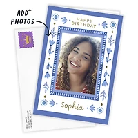 Blue Folk Art Flowers Custom Birthday Card for only USD 4.99 | Hallmark