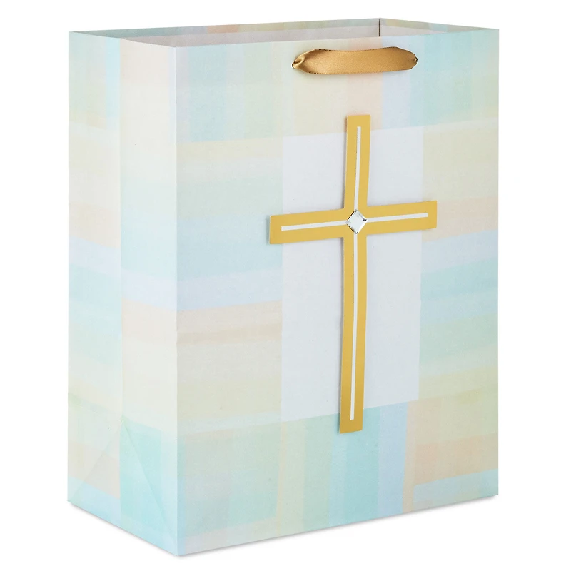 13" Gold Cross With Pastel Border Large Gift Bag for only USD 4.99 | Hallmark