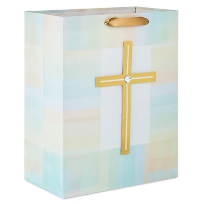 13" Gold Cross With Pastel Border Large Gift Bag for only USD 4.99 | Hallmark