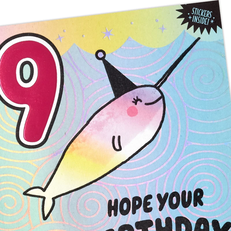 Narwhal 9th Birthday Card for Kid With Stickers for only USD 5.59 | Hallmark