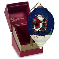 Ne'Qwa Art Jingle All the Way Santa and Reindeer Glass Christmas Ornament for only USD 55.00 | Hallmark