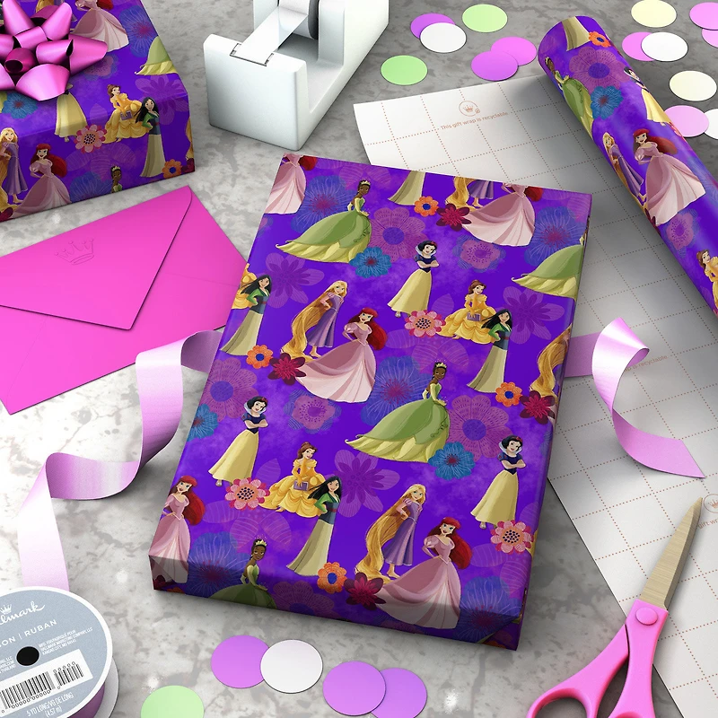 Disney Princess Bold Purple Floral Wrapping Paper Roll, 17.5 sq. ft. for only USD 4.99 | Hallmark