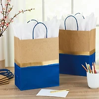 13" Blue and Kraft Paper 6-Pack Gift Bag for only USD 17.99 | Hallmark