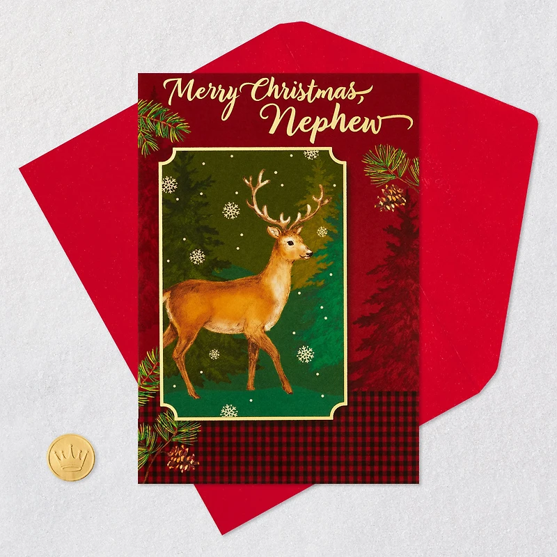 Reindeer and Red Plaid Christmas Card for Nephew for only USD 2.00 | Hallmark