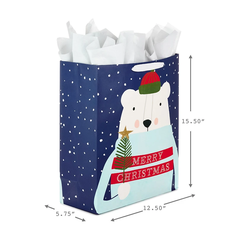 15.5" Polar Bear XL Christmas Gift Bag With Tissue Paper for only USD 8.99 | Hallmark