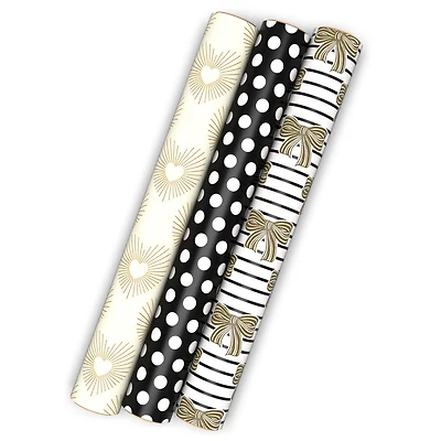 Hearts, Dots and Bows 3-Pack Wrapping Paper Mini Roll Bundle, 60 sq. ft. total for only USD 9.99 | Hallmark