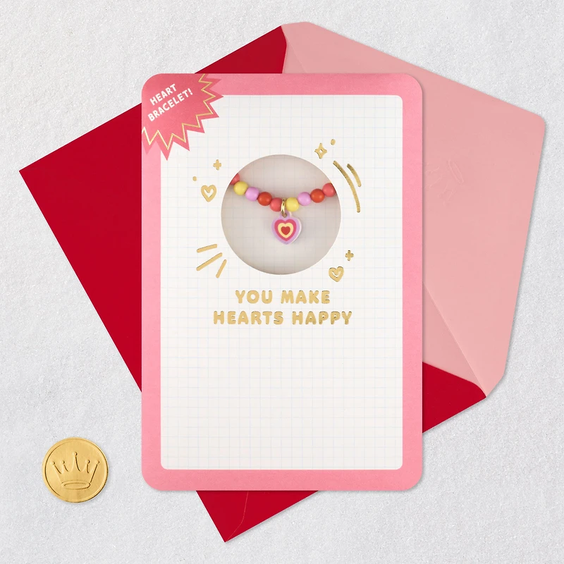 You Make Hearts Happy Valentine's Day Card for Kids With Bracelet for only USD 6.99 | Hallmark