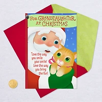 Santa With Kitten Christmas Card for Granddaughter for only USD 3.99 | Hallmark