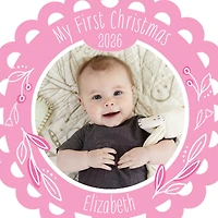 Baby's First Christmas Scalloped Metal Personalized Ornament