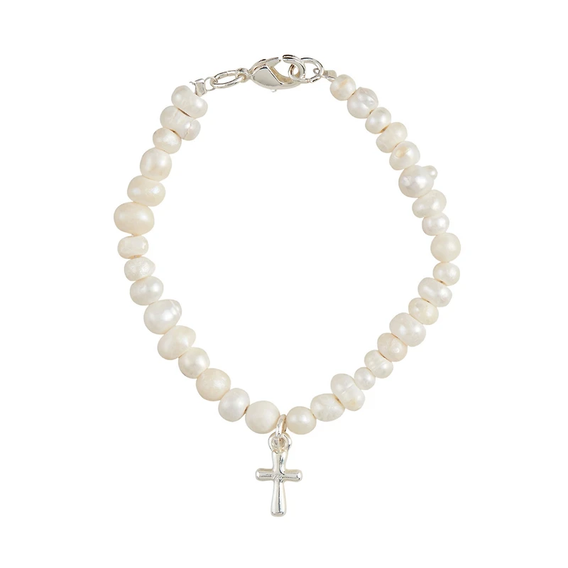Mud Pie Silver Cross Pearl Bracelet for Toddler for only USD 25.00 | Hallmark