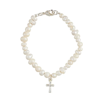 Mud Pie Silver Cross Pearl Bracelet for Toddler for only USD 25.00 | Hallmark