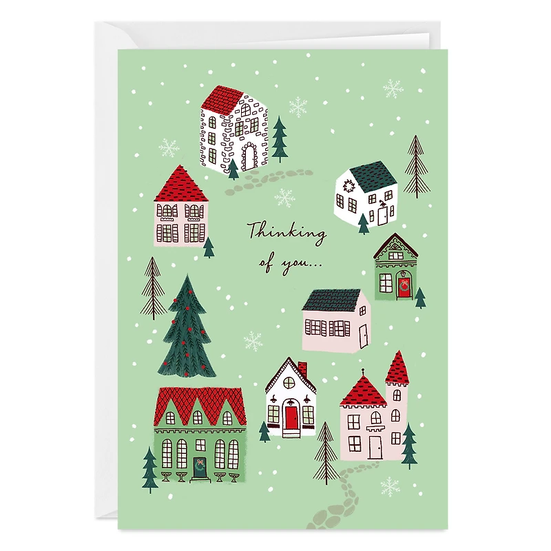 Thinking of You Snowy Village Custom Holiday Card for only USD 4.99 | Hallmark