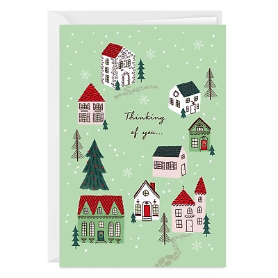 Thinking of You Snowy Village Custom Holiday Card for only USD 4.99 | Hallmark