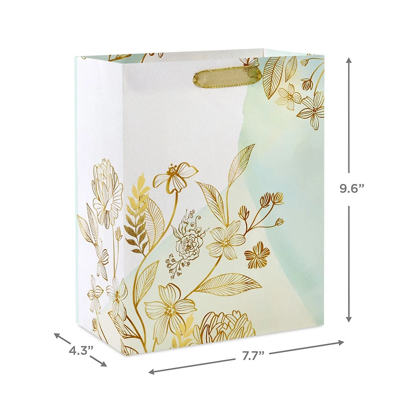 9.6" Gold Wildflowers Medium Gift Bag for only USD 3.99 | Hallmark