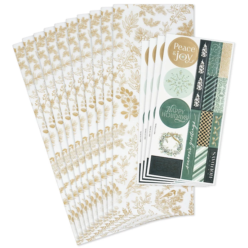 Gold Toile Holiday Tissue Paper With Stickers, 10 sheets for only USD 4.99 | Hallmark
