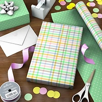 Pastel Plaid/Bright Mint Polka Dots Reversible Wrapping Paper Roll, 20 sq. ft. for only USD 4.99 | Hallmark