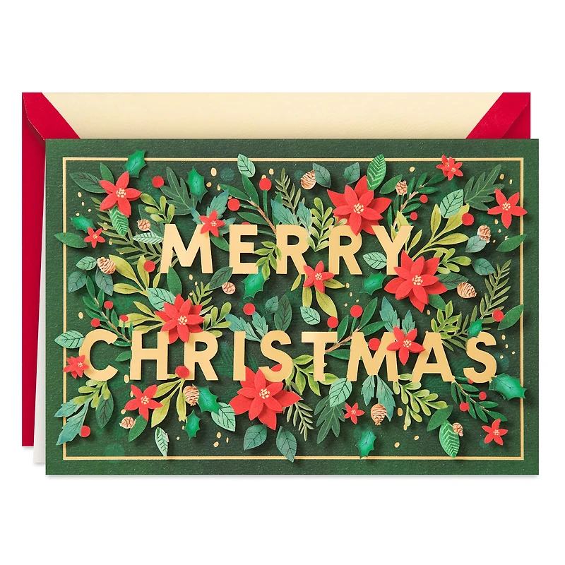 Merry Christmas Poinsettias and Holly Christmas Card for only USD 9.59 | Hallmark