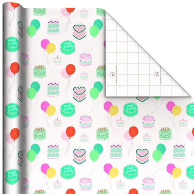 Colorful Birthday Cakes on White Wrapping Paper Roll, 20 sq. ft. for only USD 4.99 | Hallmark
