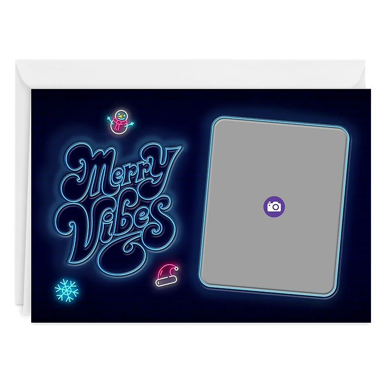 Neon Merry Vibes Custom Holiday Card for only USD 4.99 | Hallmark