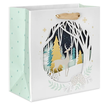 7.7" Deer and Trees Silhouette Medium Square Holiday Gift Bag for only USD 7.99 | Hallmark