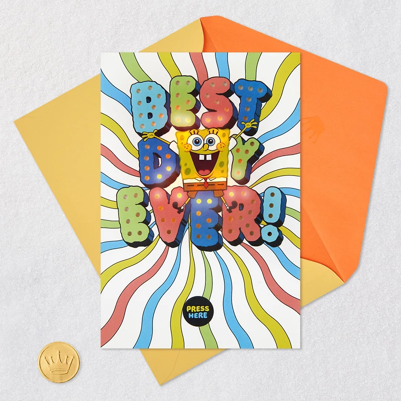 Nickelodeon SpongeBob SquarePants Best Day Ever Musical Birthday Card for Kids With Light for only USD 8.99 | Hallmark