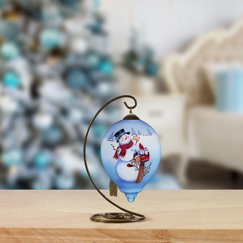 Ne'Qwa Art Christmas Wishes Snowman at Mailbox Glass Ornament for only USD 35.00 | Hallmark