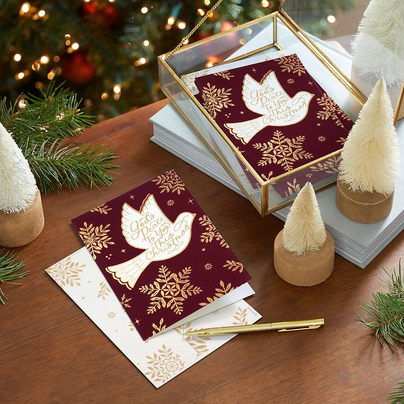Dove of Peace on Burgundy Religious Boxed Christmas Cards, Pack of 16 for only USD 15.49 | Hallmark