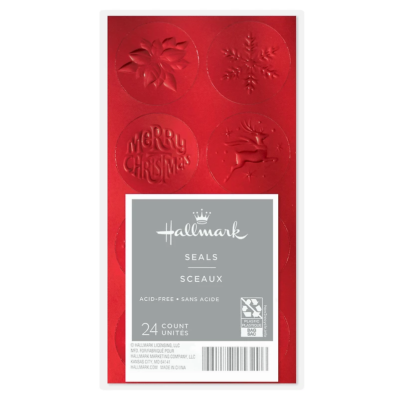 Red Foil Embossed Christmas Seals, 3 sheets for only USD 3.49 | Hallmark
