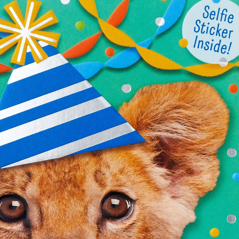 Fun Little Guy Lion Birthday Card With Sticker for only USD 3.99 | Hallmark