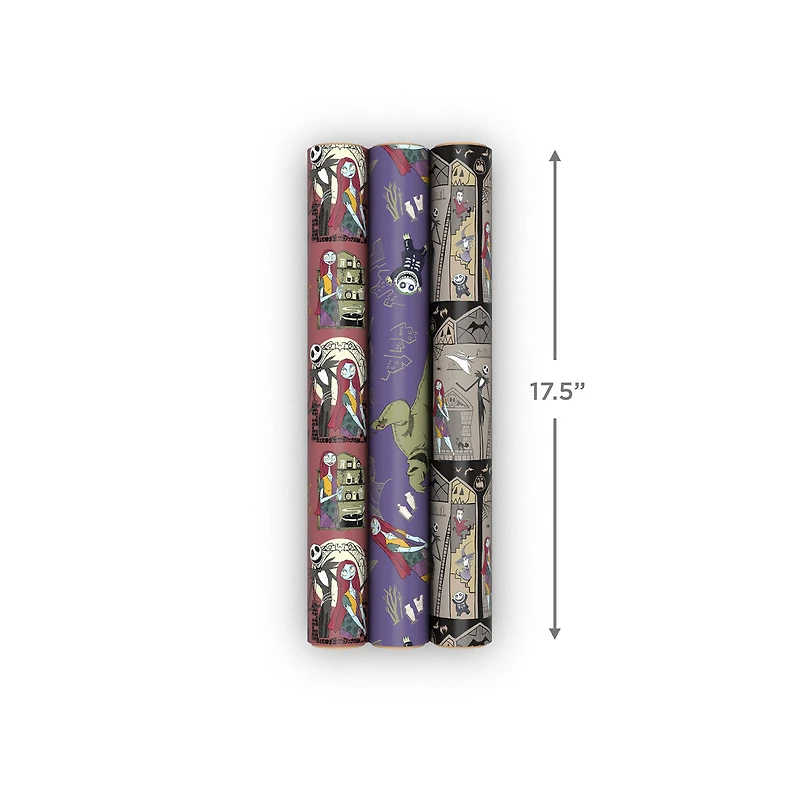 Disney Tim Burton's The Nightmare Before Christmas 3-Pack Wrapping Paper Mini Roll Bundle, 45 sq. ft. total for only USD 11.99 | Hallmark