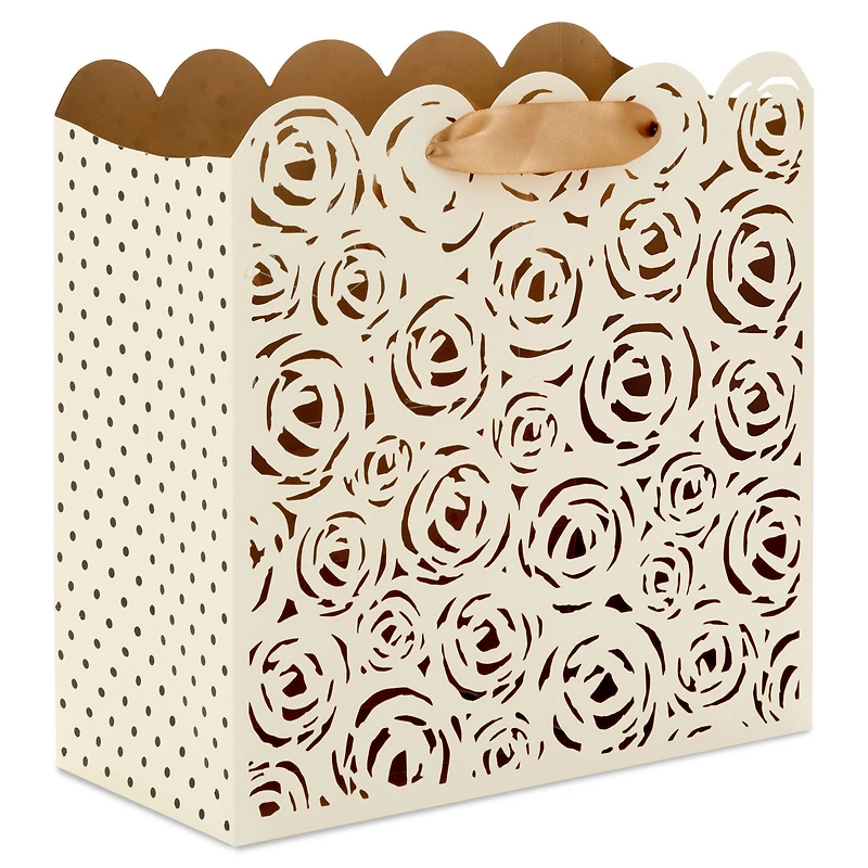 10.4" Cream Roses Laser-Cut Large Square Gift Bag With Tissue Paper for only USD 9.99 | Hallmark